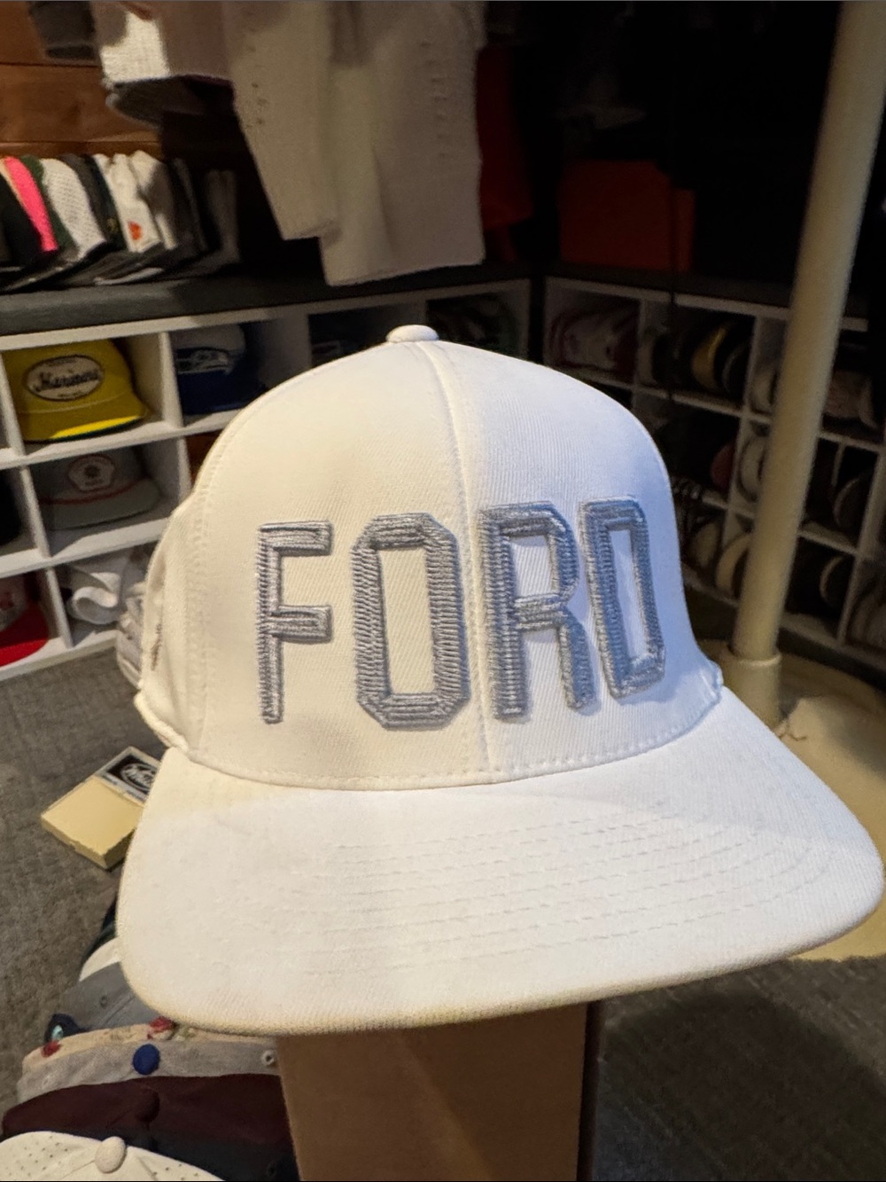 Ford White Cap with Gray Embroidered Logo